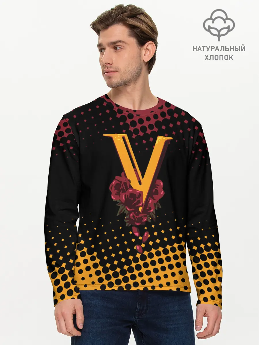 Мужской лонгслив базовый / CYBERPUNK 2077 / VALENTINO. (P007_P004ooo2747931, P004ooo2747931)