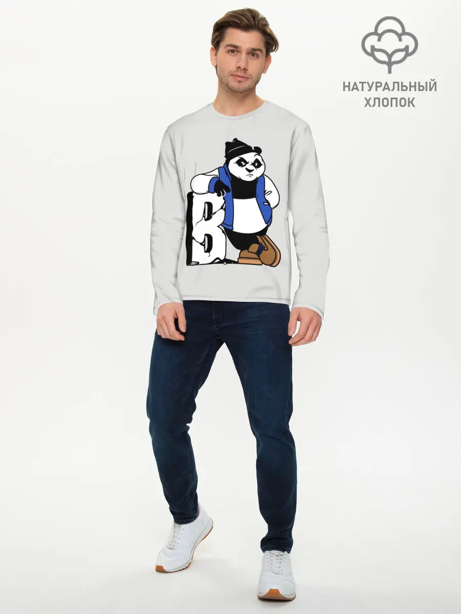 Мужской лонгслив базовый / Серьёзная Панда (P007_P004ooo2756487, P004ooo2756487)