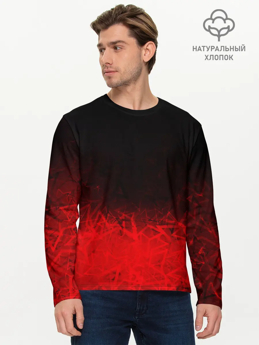 Мужской лонгслив базовый / КРАСНО-ЧЕРНЫЙ ГРАДИЕНТ (P007_P004ooo2761877, P004ooo2761877)