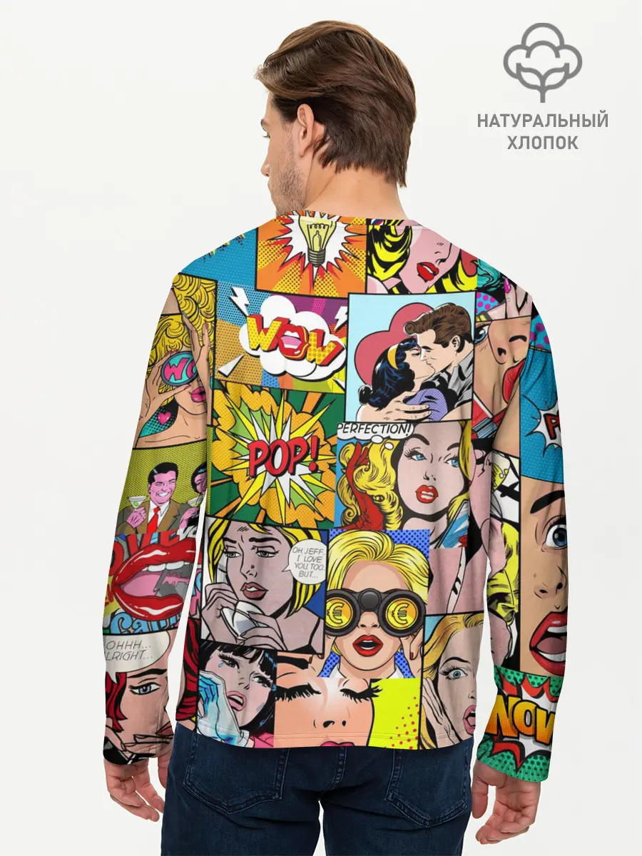 Мужской лонгслив базовый / Pop Art (P007_P004ooo2762805, P004ooo2762805)