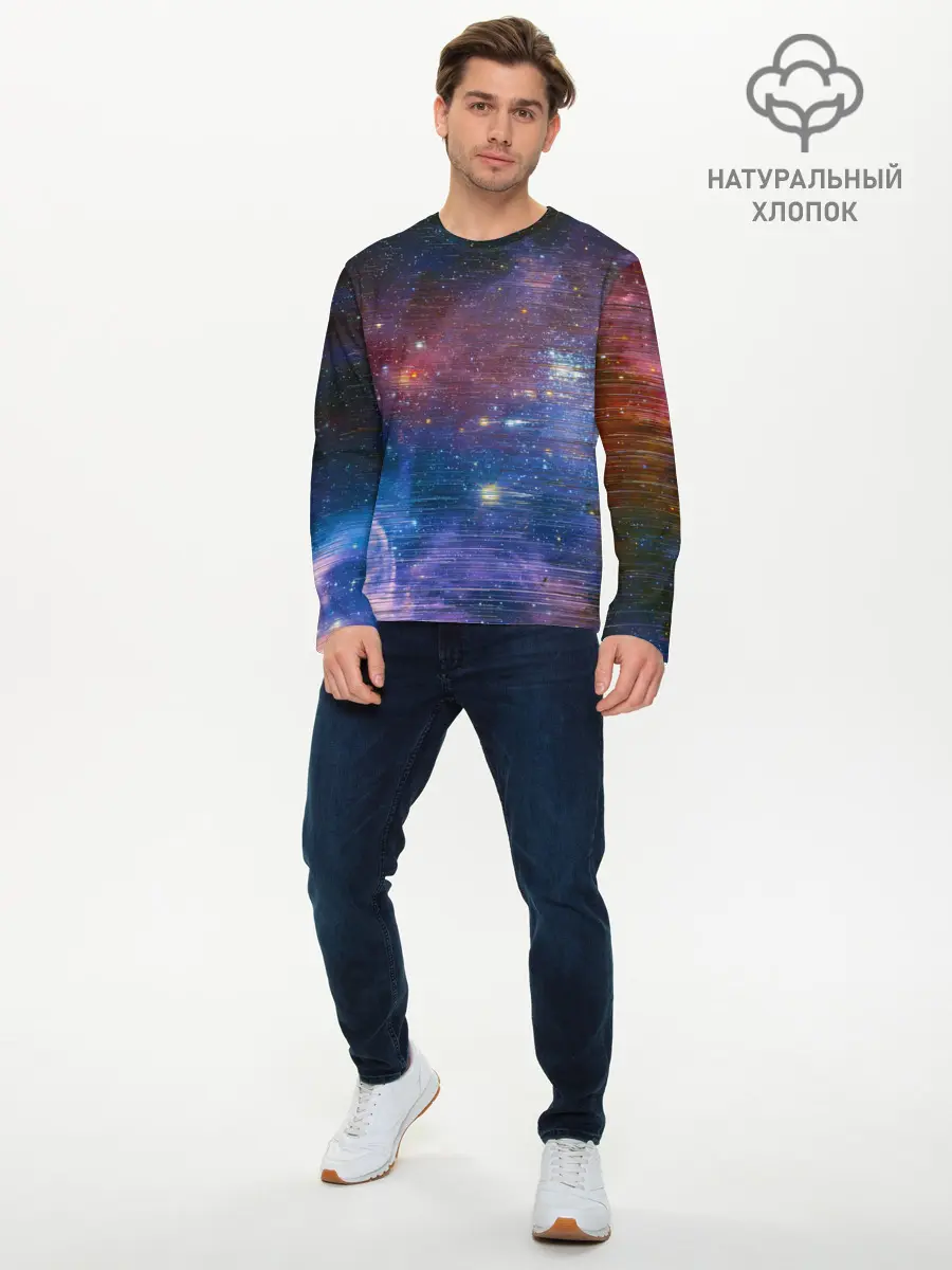 Мужской лонгслив базовый / Glitch space (P007_P004ooo2762995, P004ooo2762995)