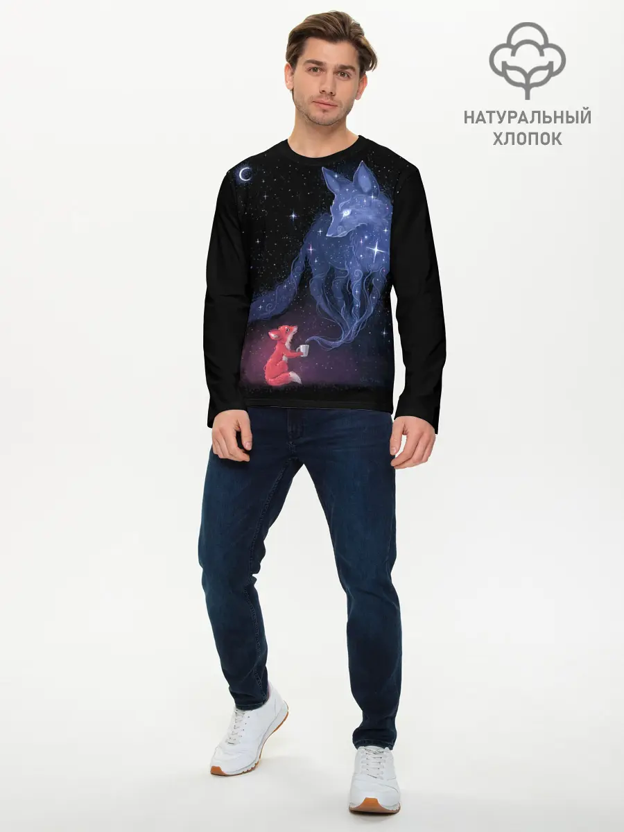 Мужской лонгслив базовый / Лиса и ее дух (P007_P004ooo2768777, P004ooo2768777)