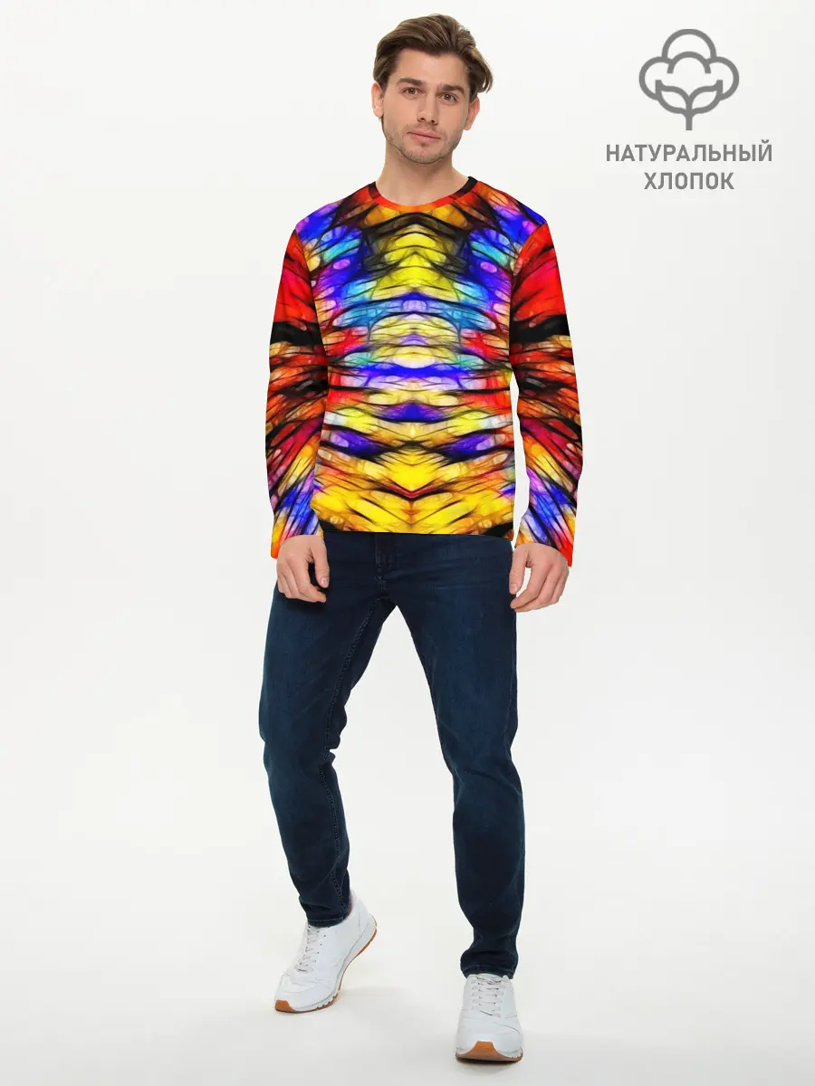 Мужской лонгслив базовый / Батик. Краски (P007_P004ooo2768933, P004ooo2768933)