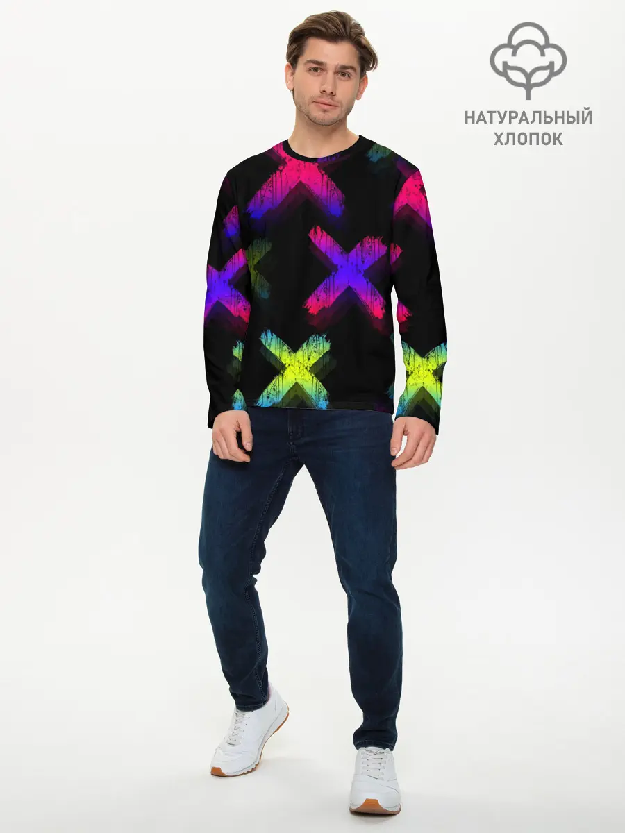 Мужской лонгслив базовый / Крестики (P007_P004ooo2775329, P004ooo2775329)
