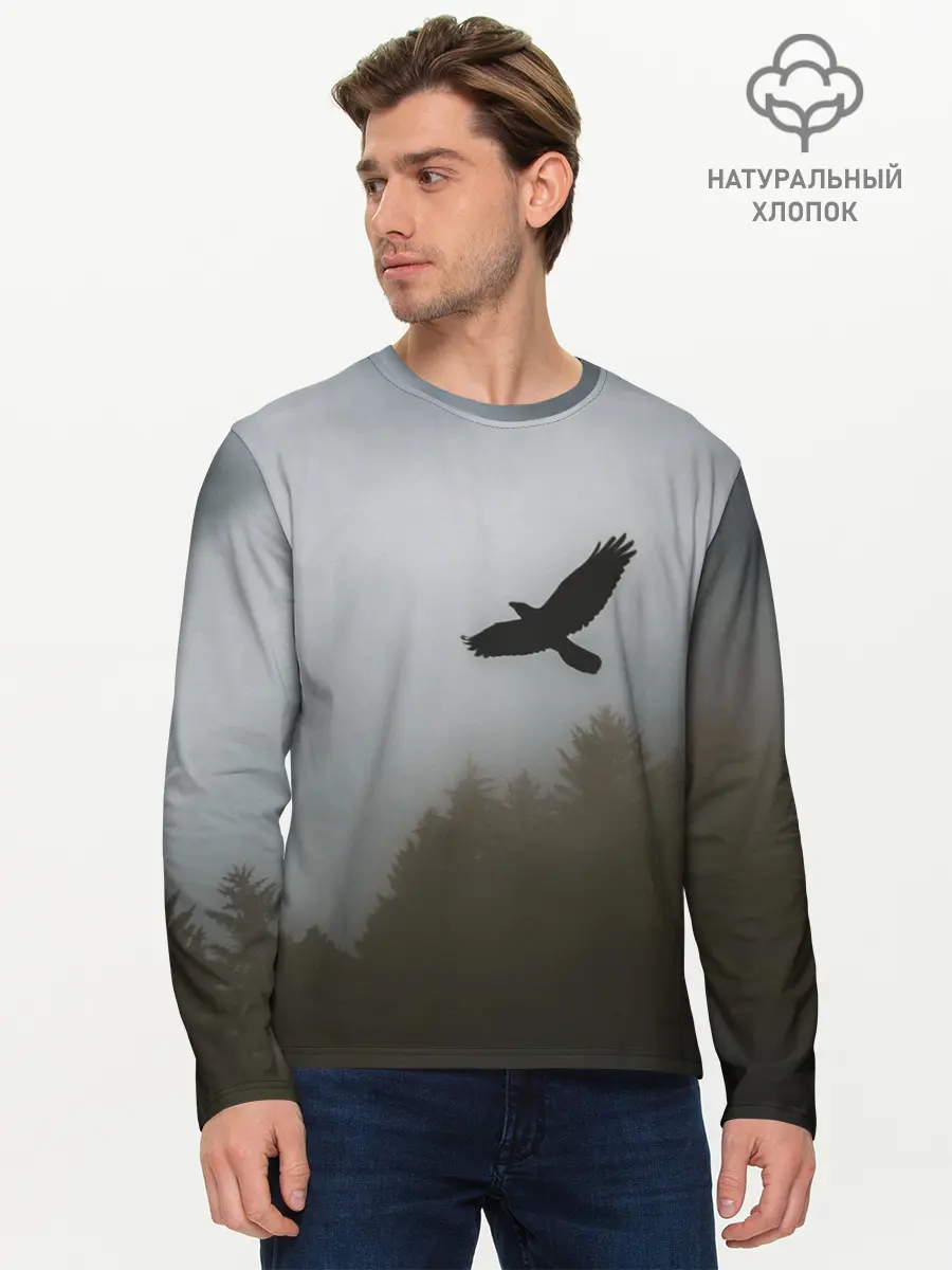 Мужской лонгслив базовый / Орёл над лесом (P007_P004ooo2775457, P004ooo2775457)