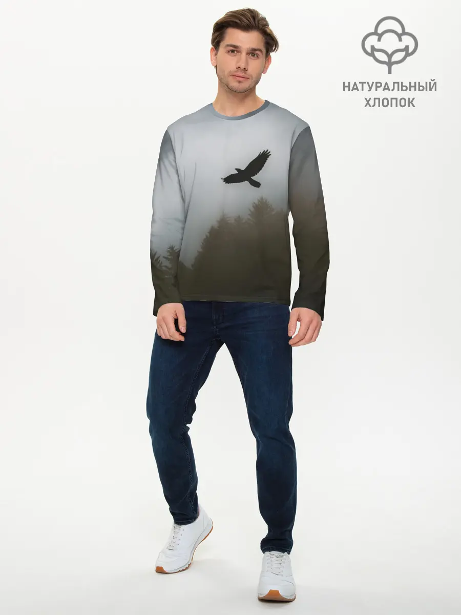 Мужской лонгслив базовый / Орёл над лесом (P007_P004ooo2775457, P004ooo2775457)