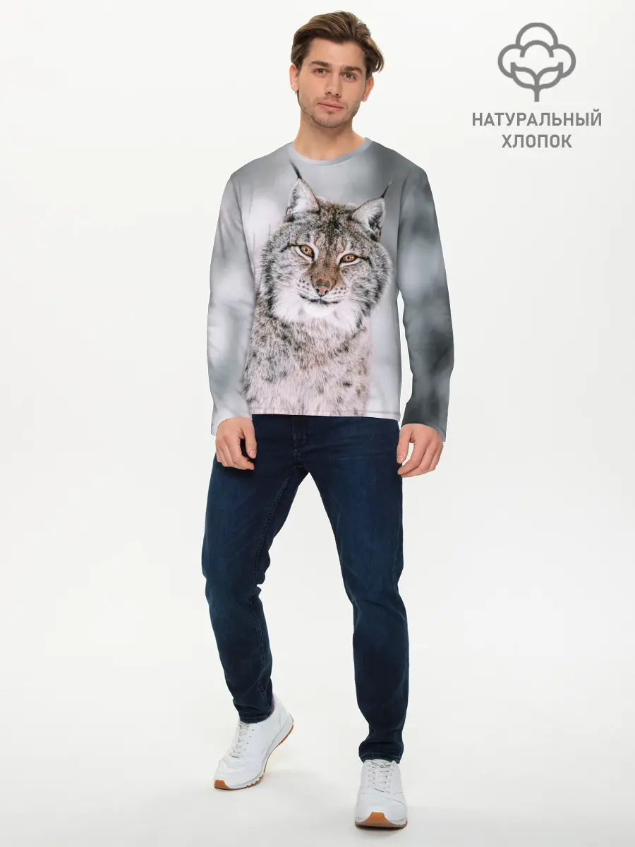 Мужской лонгслив базовый / Рысь (P007_P004ooo2783925, P004ooo2783925)
