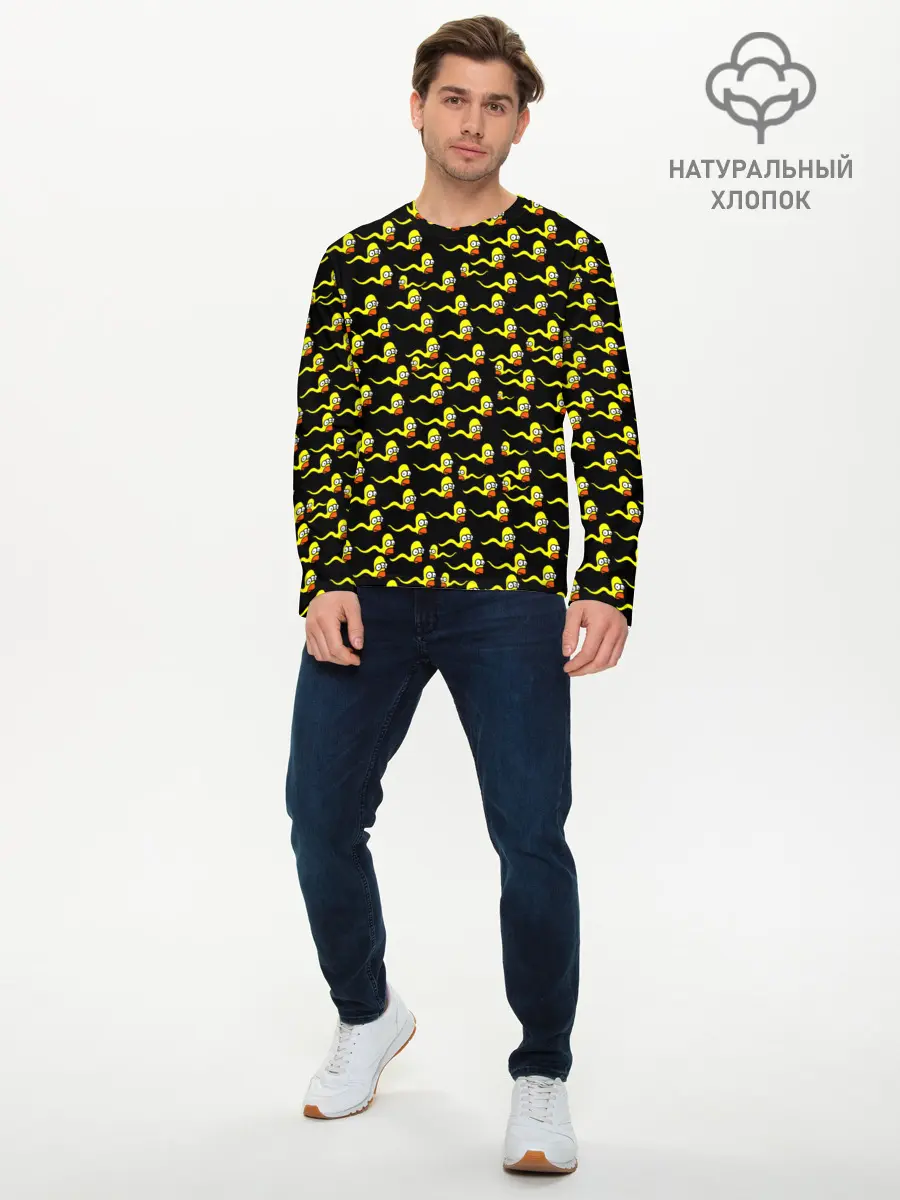 Мужской лонгслив базовый / Гомер (P007_P004ooo2783311, P004ooo2783311)
