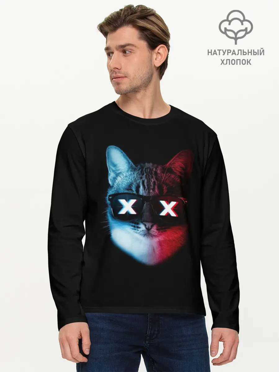 Мужской лонгслив базовый / Кот XX (P007_P004ooo2784275, P004ooo2784275)