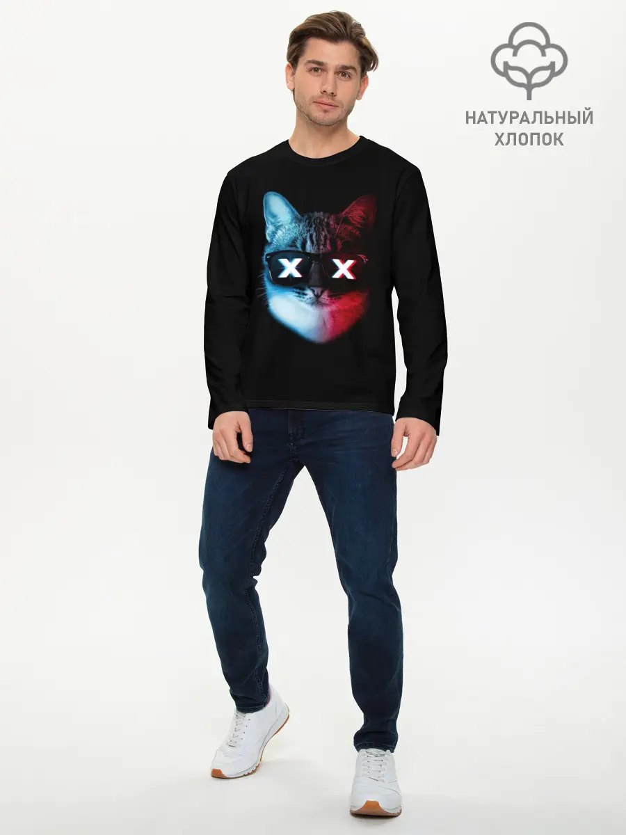 Мужской лонгслив базовый / Кот XX (P007_P004ooo2784275, P004ooo2784275)