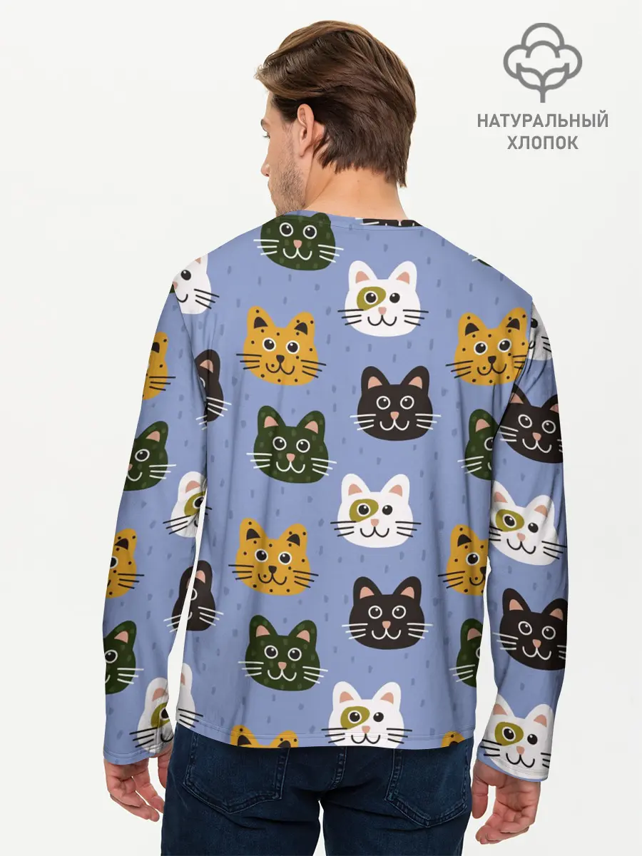 Мужской лонгслив базовый / Котики (P007_P004ooo2787759, P004ooo2787759)