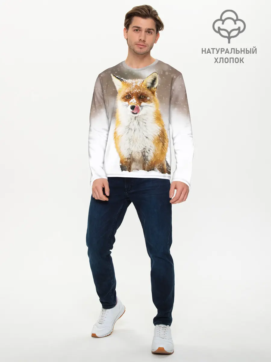Мужской лонгслив базовый / Лиса (P007_P004ooo2787829, P004ooo2787829)