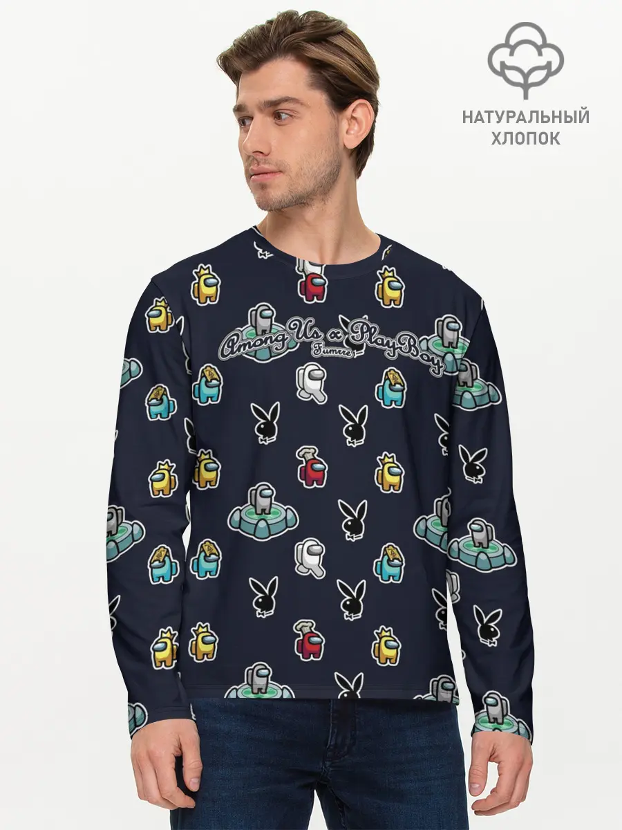 Мужской лонгслив базовый / PlayBoy x Among Us monogram (P007_P004ooo2788039, P004ooo2788039)