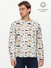 Мужской лонгслив базовый / Узор собаки много (P007_P004ooo2790979, P004ooo2790979)