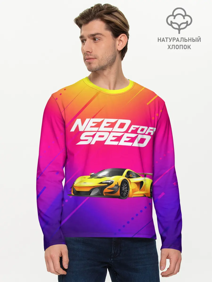 Мужской лонгслив базовый / NEED FO SPEED (P007_P004ooo2793389, P004ooo2793389)