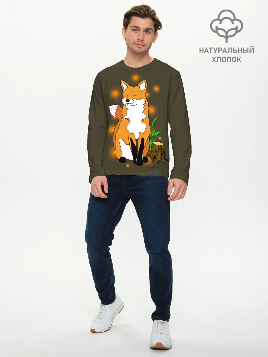 Мужской лонгслив базовый / Лиса в лесу (P007_P004ooo2792335, P004ooo2792335)