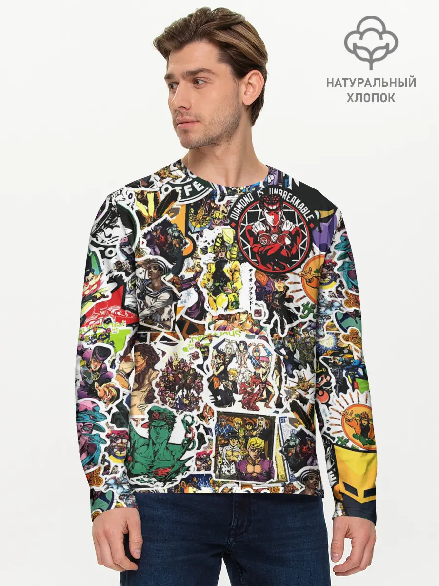 Мужской лонгслив базовый / JoJo’s Sticker Bombing (P007_P004ooo2794287, P004ooo2794287)
