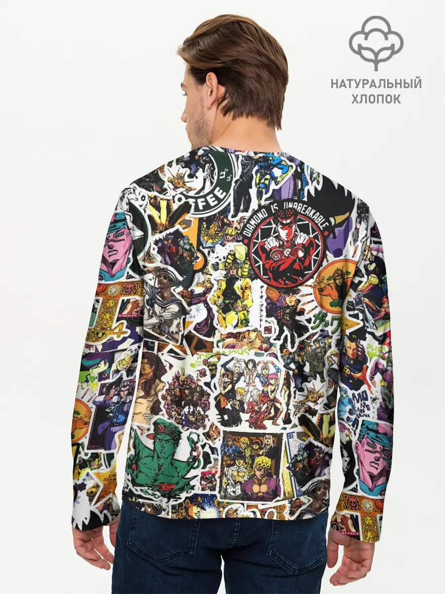 Мужской лонгслив базовый / JoJo’s Sticker Bombing (P007_P004ooo2794287, P004ooo2794287)
