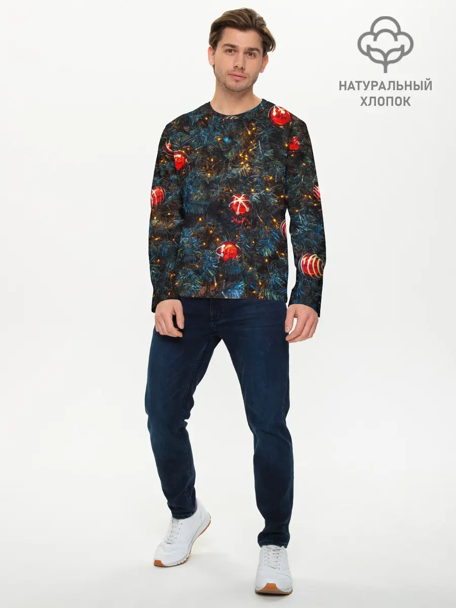 Мужской лонгслив базовый / Новый Год (P007_P004ooo2795451, P004ooo2795451)