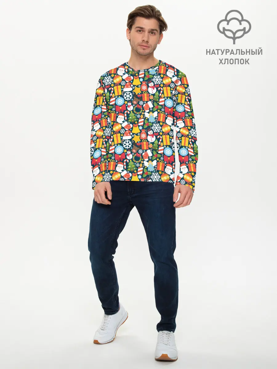 Мужской лонгслив базовый / Новый Год (P007_P004ooo2796817, P004ooo2796817)