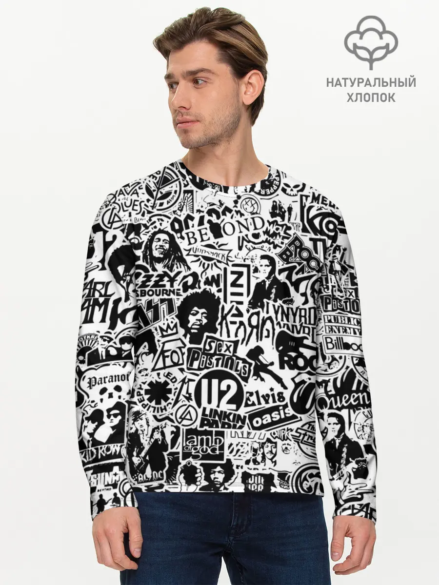 Мужской лонгслив базовый / Rock Band Logos (P007_P004ooo2799463, P004ooo2799463)