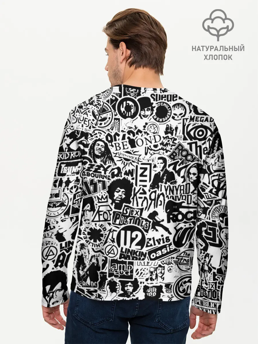 Мужской лонгслив базовый / Rock Band Logos (P007_P004ooo2799463, P004ooo2799463)