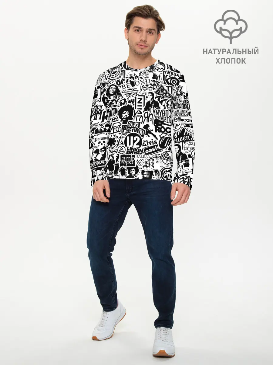 Мужской лонгслив базовый / Rock Band Logos (P007_P004ooo2799463, P004ooo2799463)