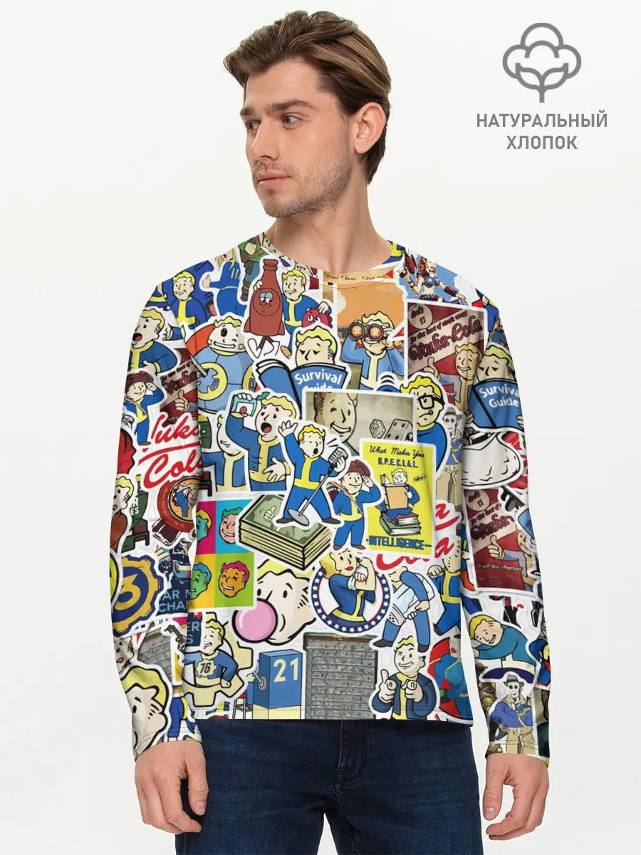 Мужской лонгслив базовый / FALLOUT STICKER BOMBING (P007_P004ooo2798841, P004ooo2798841)