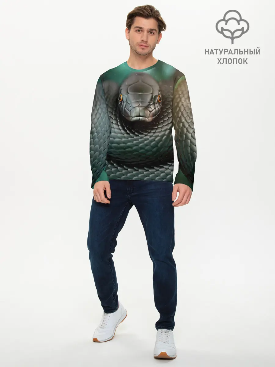 Мужской лонгслив базовый / Чёрная мамба (P007_P004ooo2799771, P004ooo2799771)