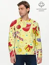 Мужской лонгслив базовый / Новогодний узор на желтом фоне (P007_P004ooo2801307, P004ooo2801307)