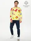Мужской лонгслив базовый / Новогодний узор на желтом фоне (P007_P004ooo2801307, P004ooo2801307)