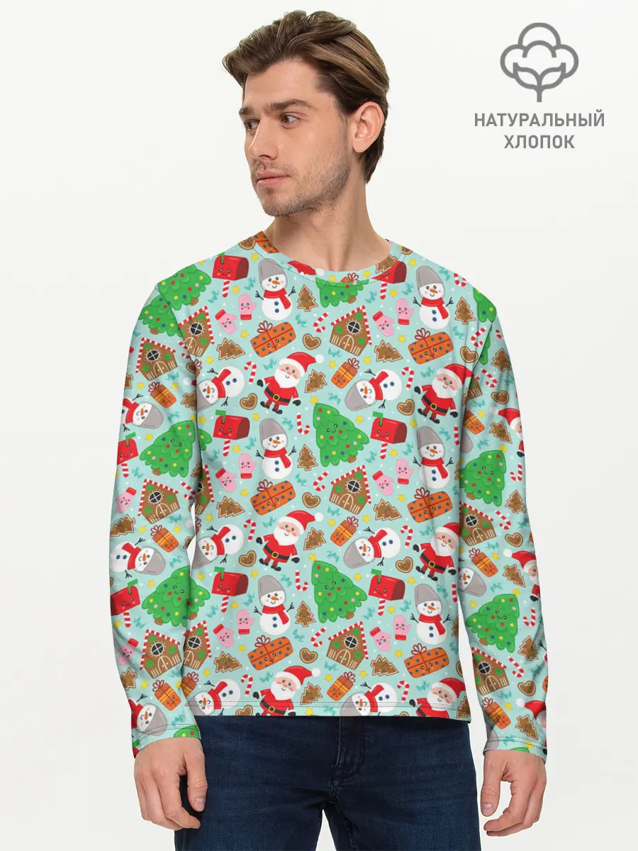 Мужской лонгслив базовый / Новый Год (P007_P004ooo2800901, P004ooo2800901)