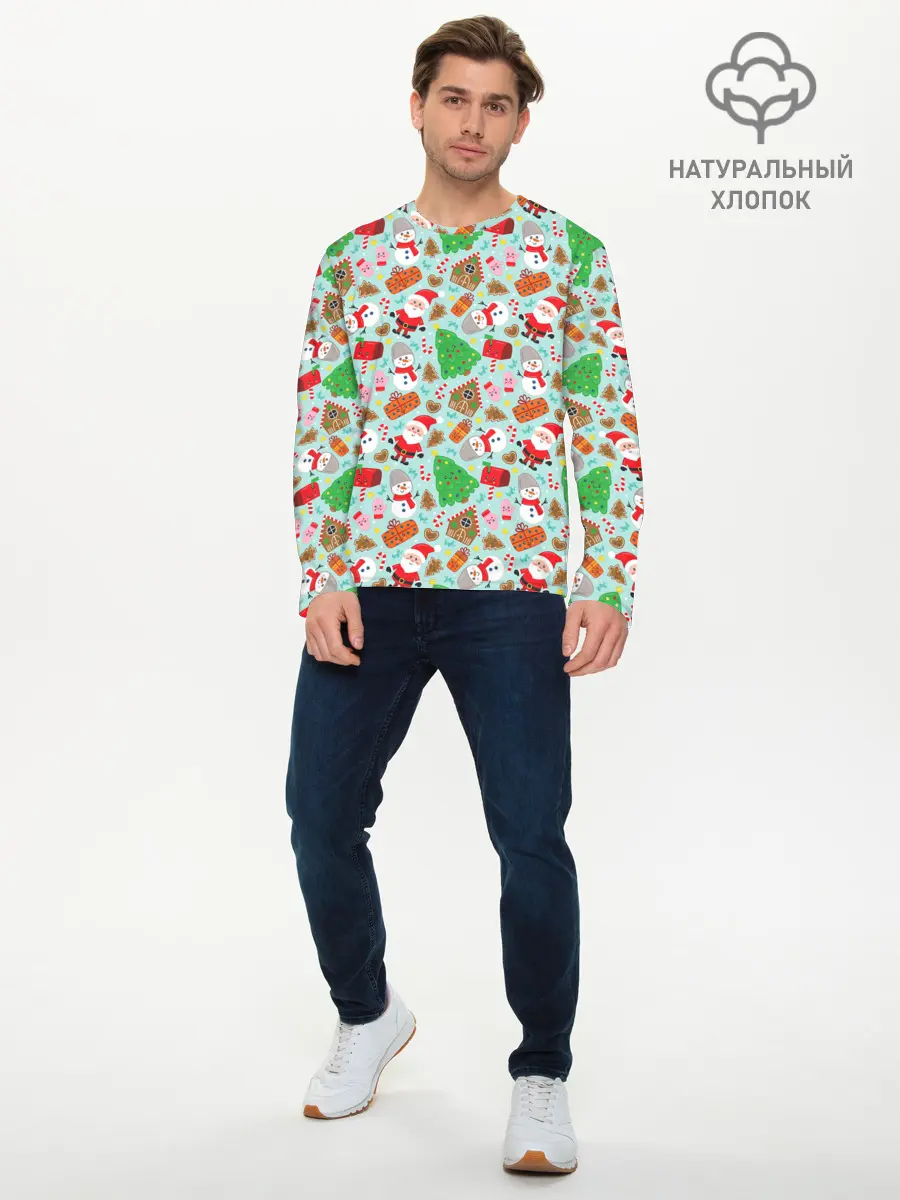 Мужской лонгслив базовый / Новый Год (P007_P004ooo2800901, P004ooo2800901)