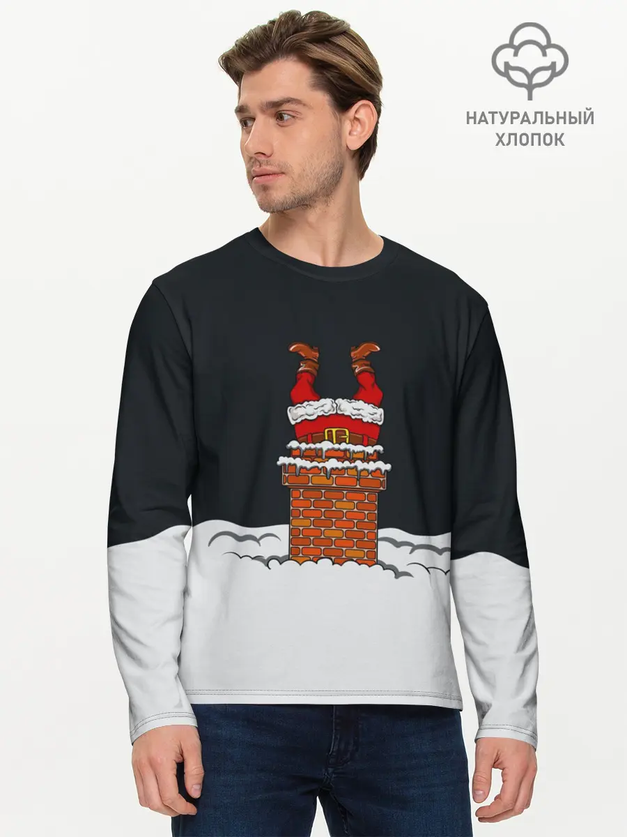 Мужской лонгслив базовый / С Новым Годом! (P007_P004ooo2805045, P004ooo2805045)