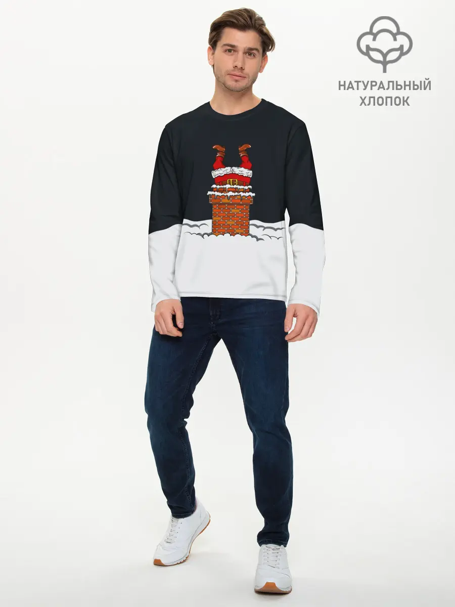 Мужской лонгслив базовый / С Новым Годом! (P007_P004ooo2805045, P004ooo2805045)