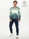 Мужской лонгслив базовый / акварельный лес градиент (P007_P004ooo2805827, P004ooo2805827)