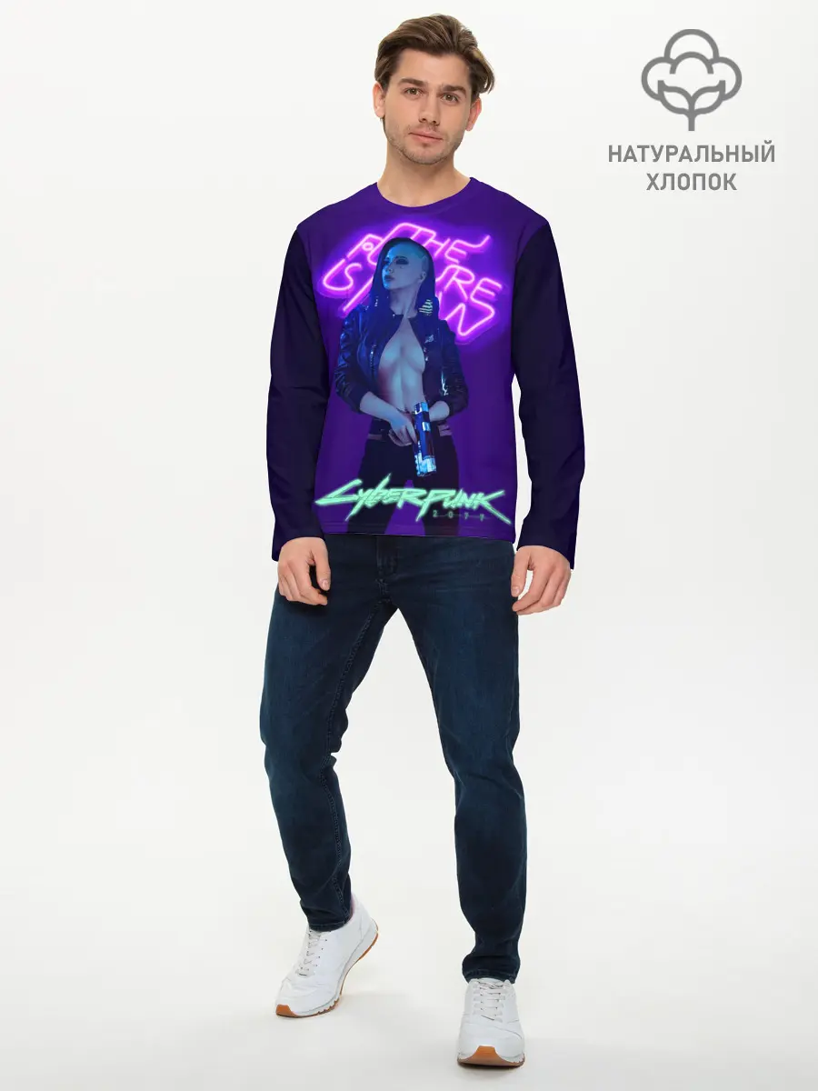 Мужской лонгслив базовый / Cyberpunk 2077 V (P007_P004ooo2809695, P004ooo2809695)