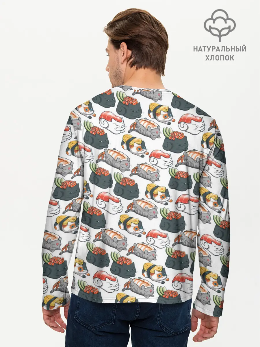 Мужской лонгслив базовый / Котики | Суши (P007_P004ooo2810791, P004ooo2810791)