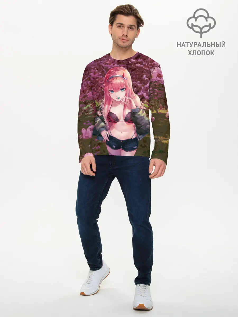Мужской лонгслив базовый / Zero Two Сад сакуры (P007_P004ooo2826405, P004ooo2826405)
