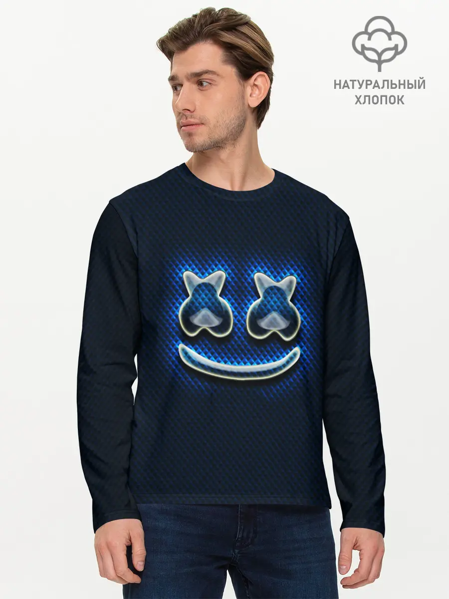 Мужской лонгслив базовый / Marshmello (P007_P004ooo2829609, P004ooo2829609)
