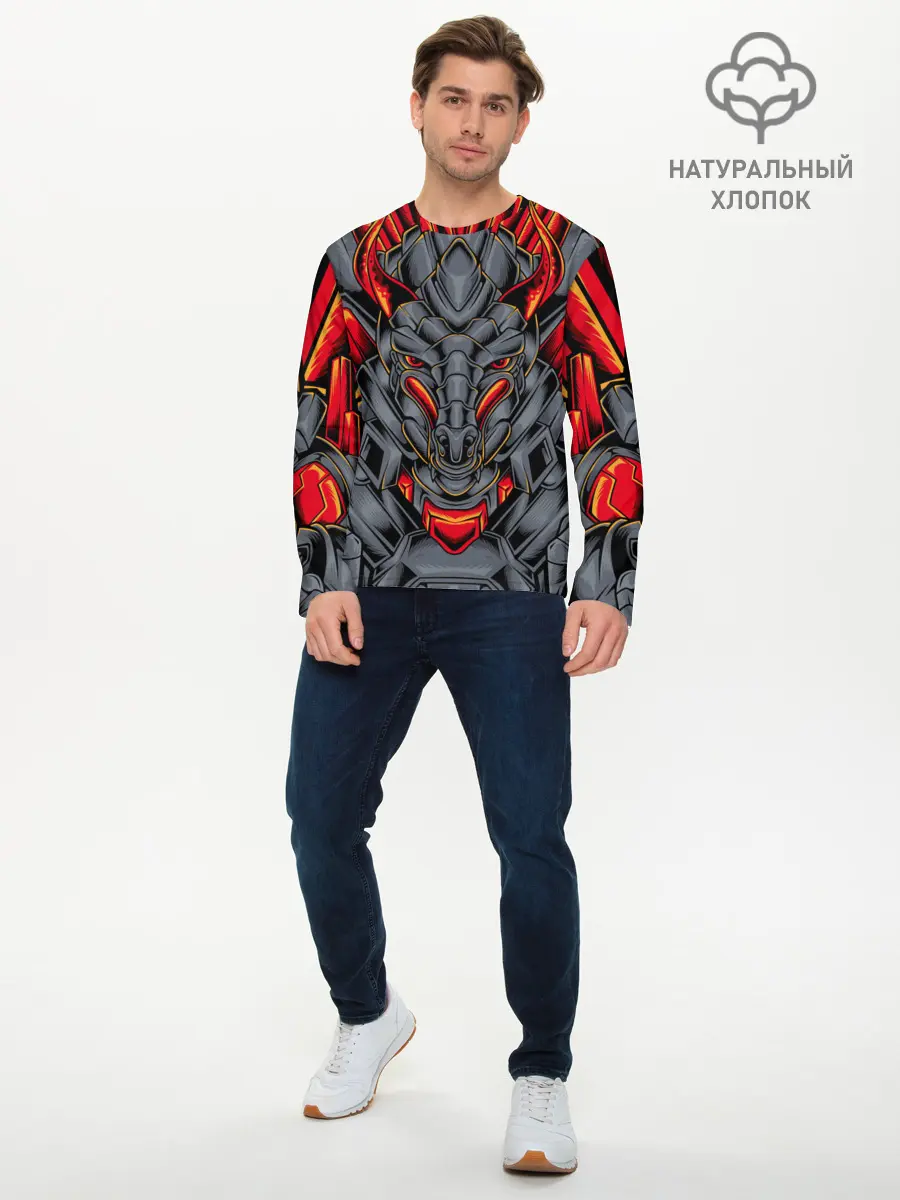 Мужской лонгслив базовый / Механический дракон (P007_P004ooo2833869, P004ooo2833869)