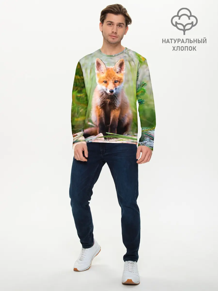Мужской лонгслив базовый / Лисичка (P007_P004ooo2838391, P004ooo2838391)