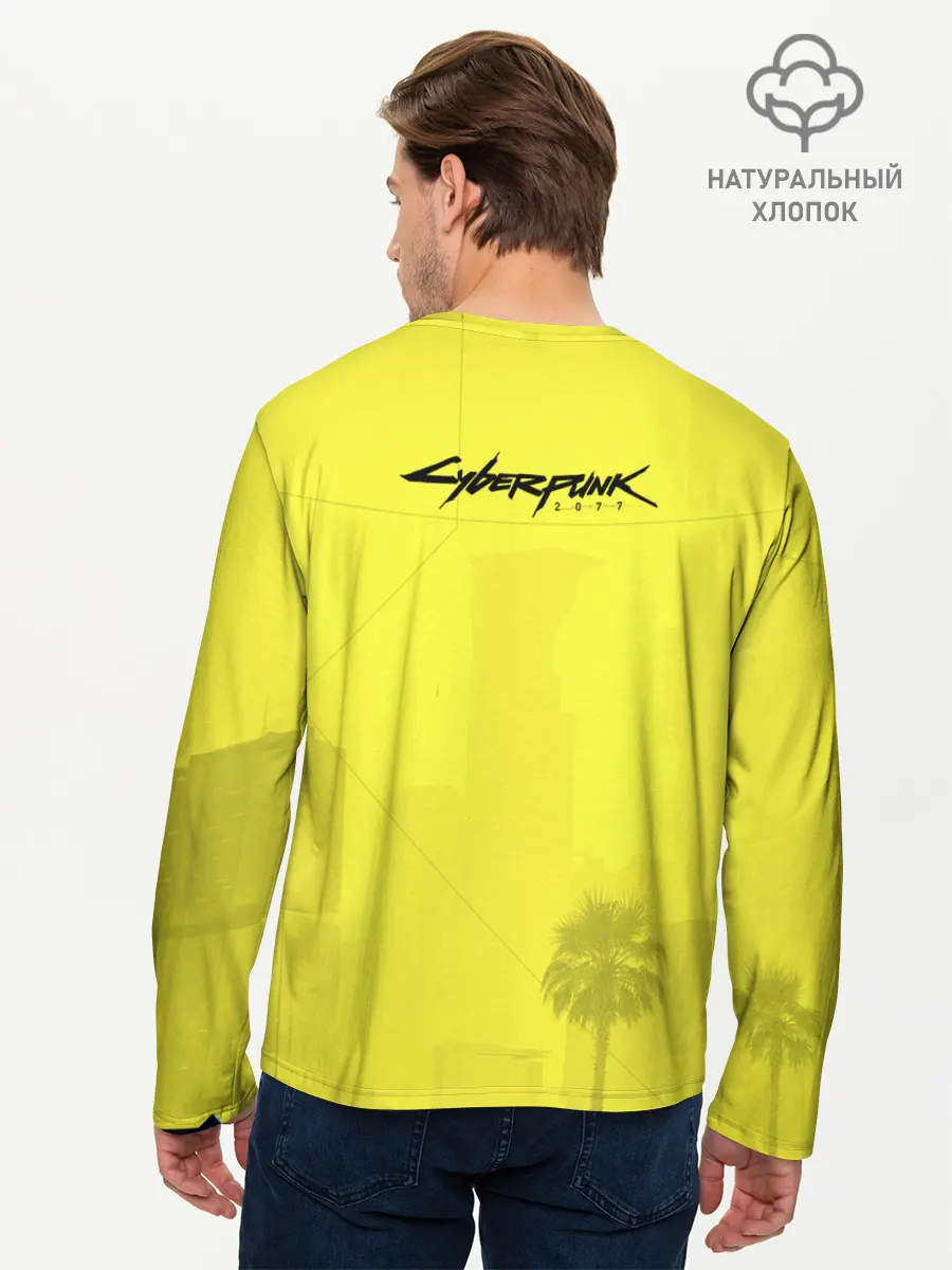 Мужской лонгслив базовый / Cyberpunk 2077 - Пальмы (P007_P004ooo2840253, P004ooo2840253)