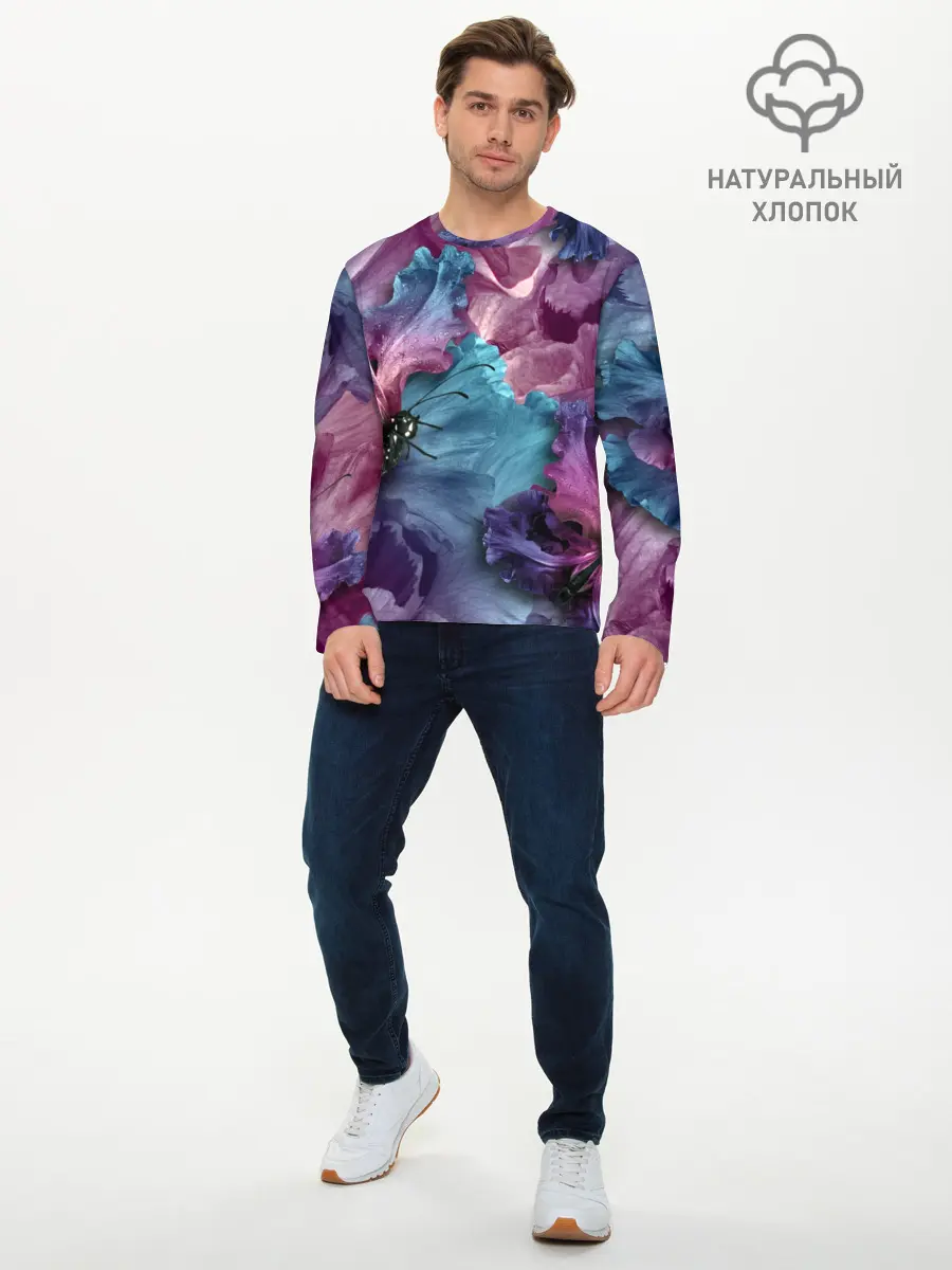 Мужской лонгслив базовый / Цветы (P007_P004ooo2847247, P004ooo2847247)