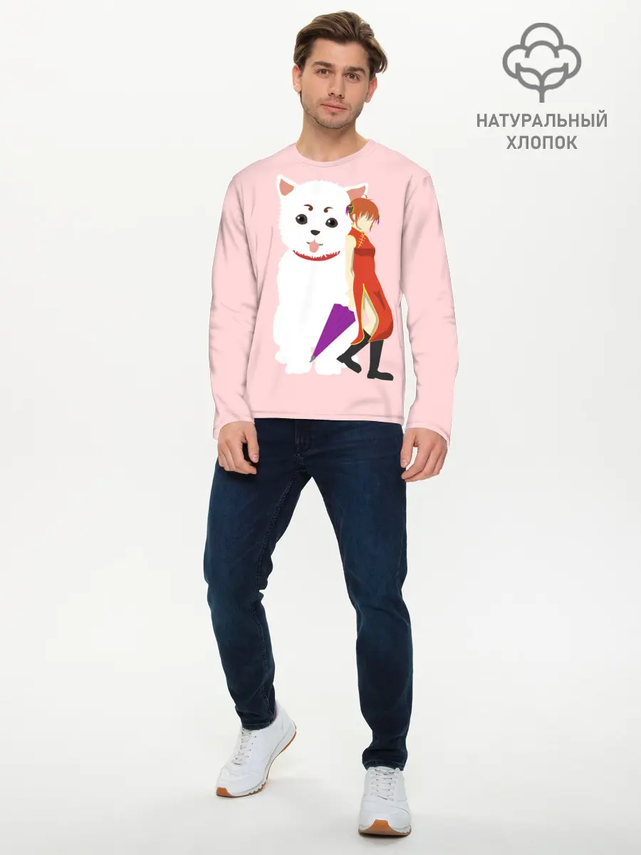 Мужской лонгслив базовый / Кот Гинтама (P007_P004ooo2849567, P004ooo2849567)
