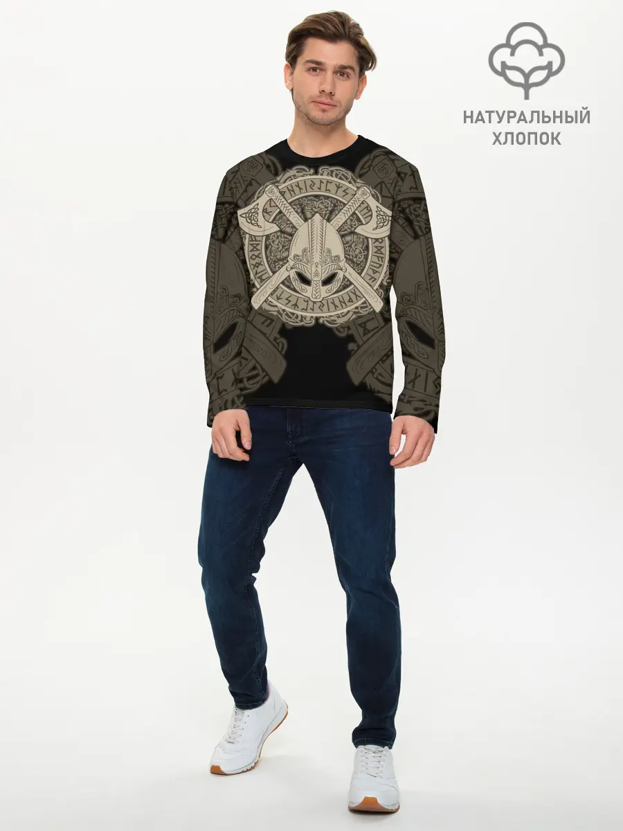 Мужской лонгслив базовый / Воин (P007_P004ooo2850647, P004ooo2850647)