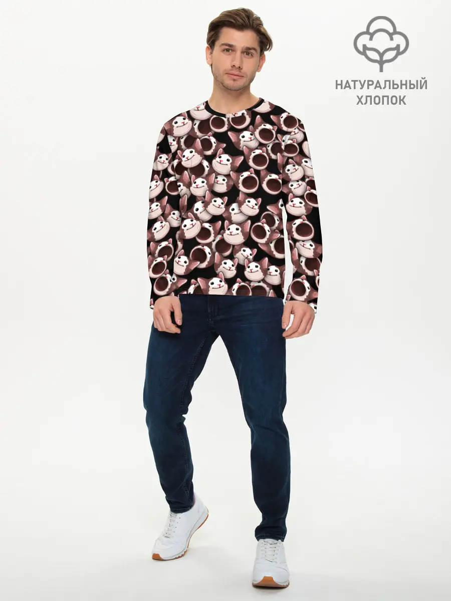 Мужской лонгслив базовый / Popping cats (P007_P004ooo2853551, P004ooo2853551)