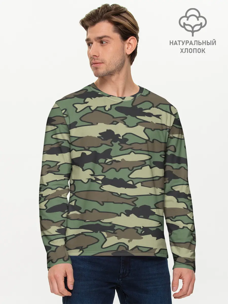 Мужской лонгслив базовый / Камуфляж акулы (P007_P004ooo2851943, P004ooo2851943)