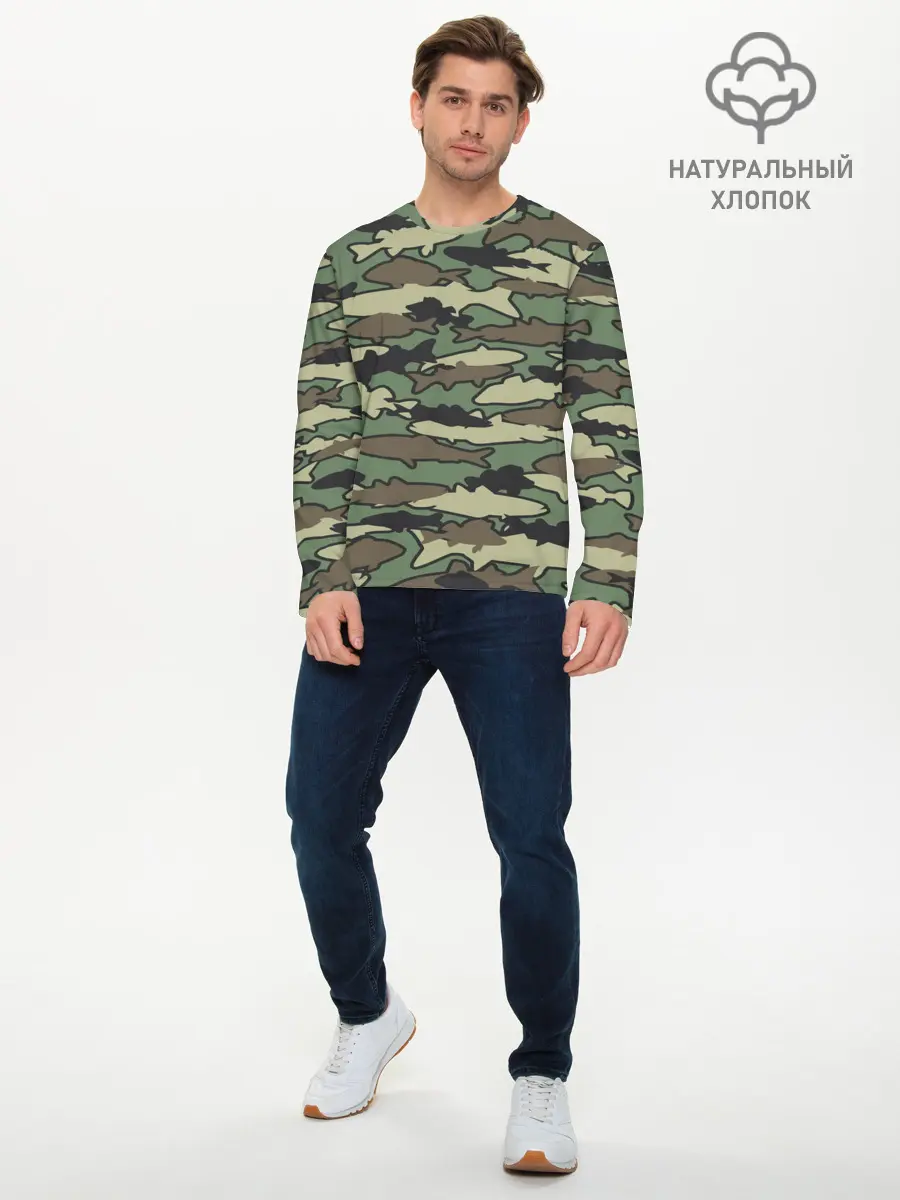 Мужской лонгслив базовый / Камуфляж акулы (P007_P004ooo2851943, P004ooo2851943)