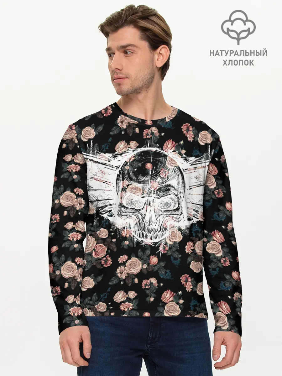 Мужской лонгслив базовый / Death and roses (P007_P004ooo2863727, P004ooo2863727)